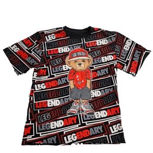OG Hustle Youth Extra Large Black Short Sleeve Legend All Over Print Tshirt Bear